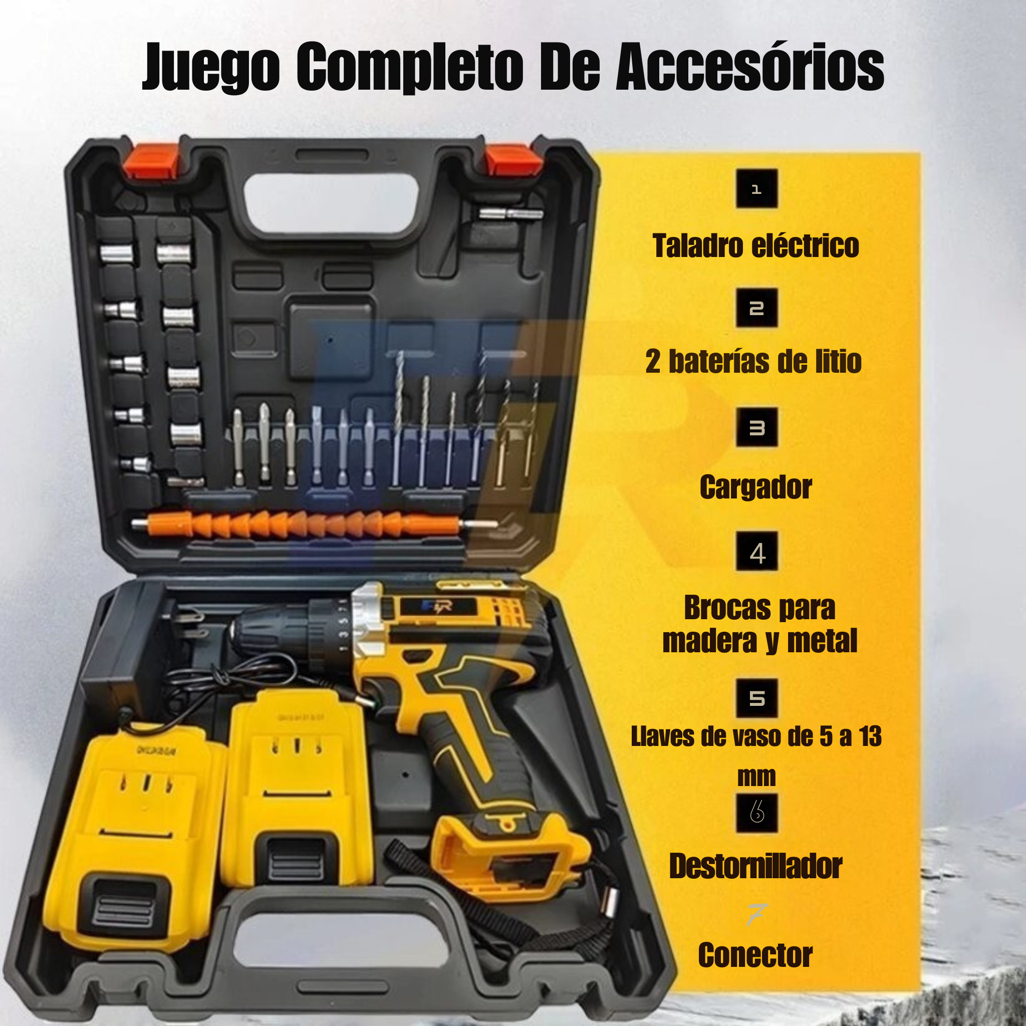 Kit Taladro Inalámbrico Doméstico - Amarillo