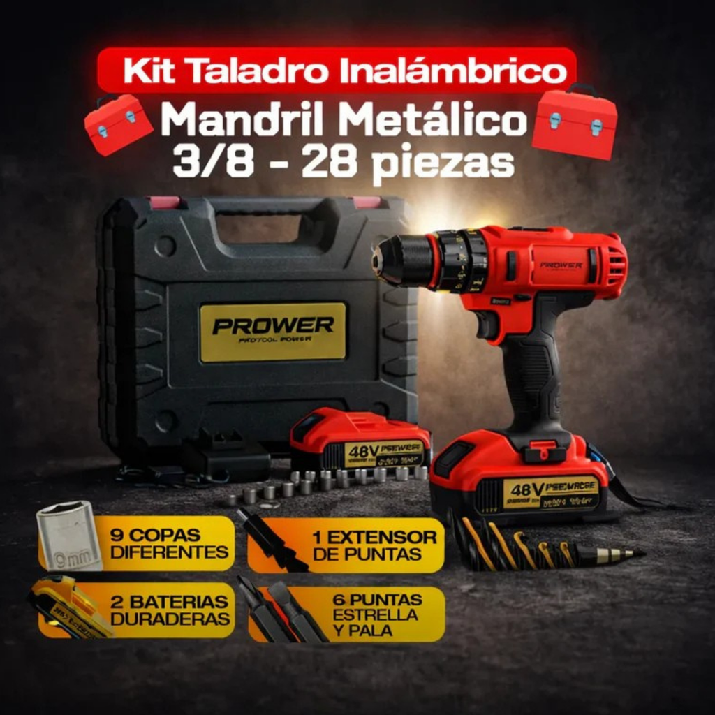 Kit Taladro Inalámbrico Doméstico - Amarillo